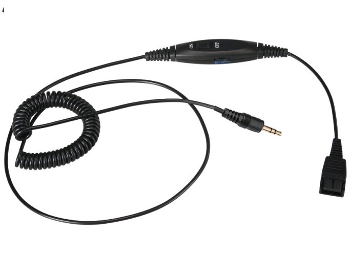 Cordon qd/jack 3.5  mm avec variation de volume d'ecoute et mute