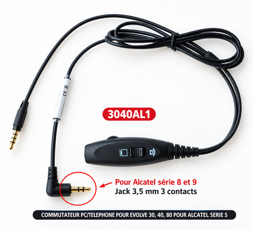 [3040AL1] Commutateur PC/Téléphone pour Evolve 30, 40, 80 - Alcatel série 8 & 9